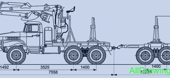 Ural 55571-40 (Lesovoz) truck drawings (figures)